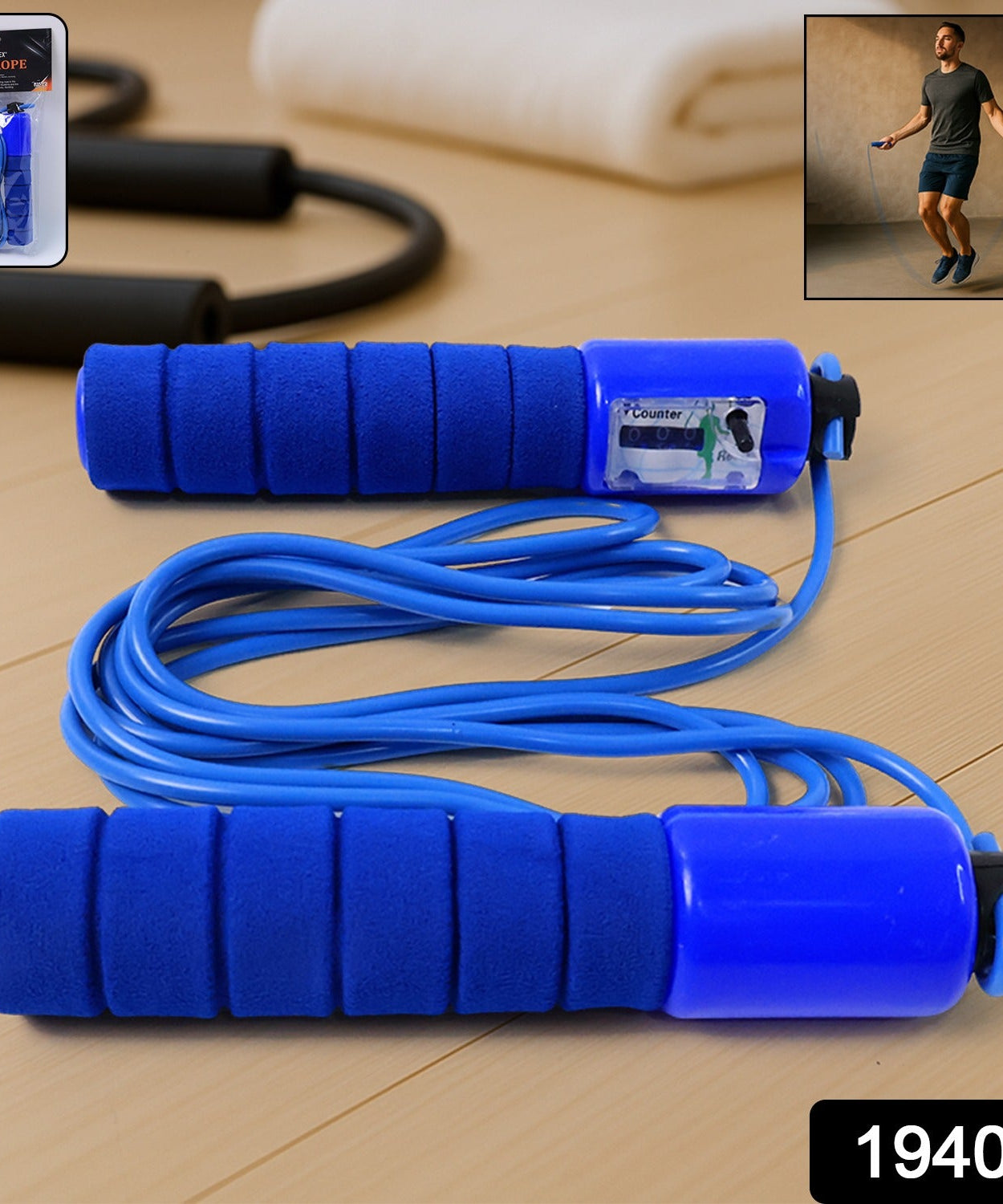 Workout Jump Rope with Foam Handles & Step Counter