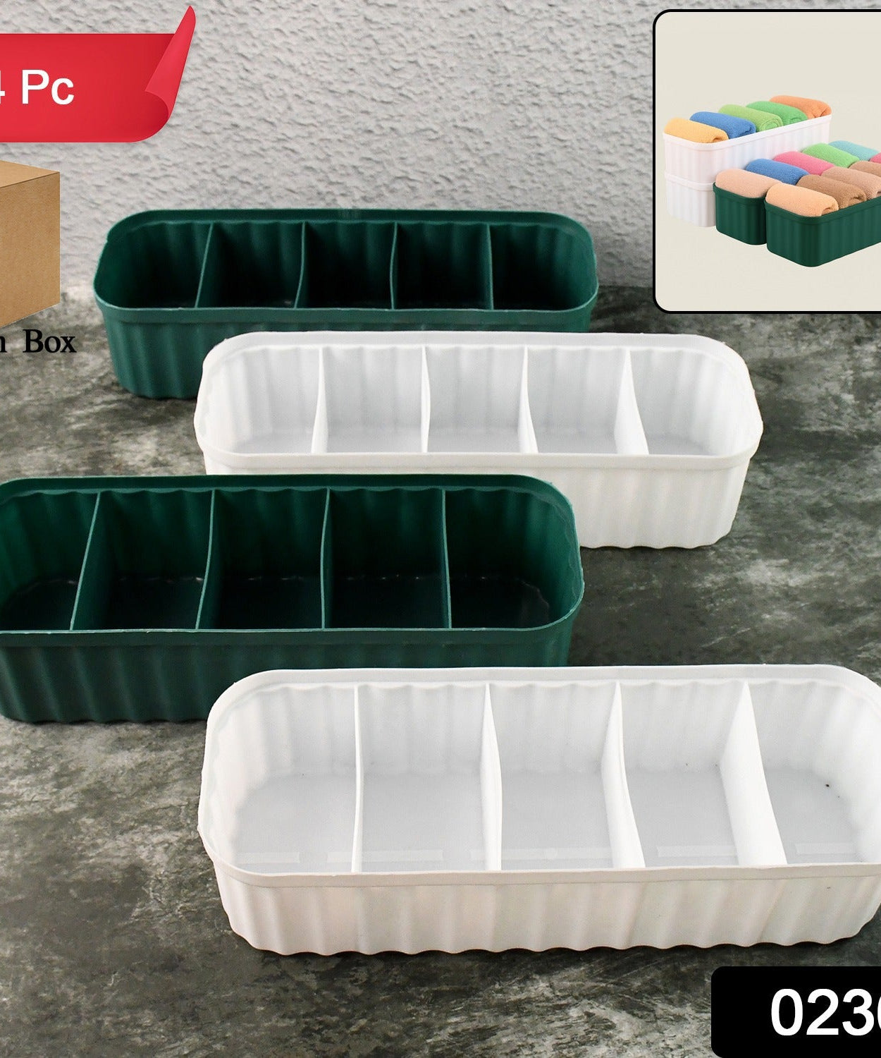 5 Compartments Socks / Handkerchief / Underwear Storage Box Socks Drawer Closet Organizer Storage Boxes (pack of 4)