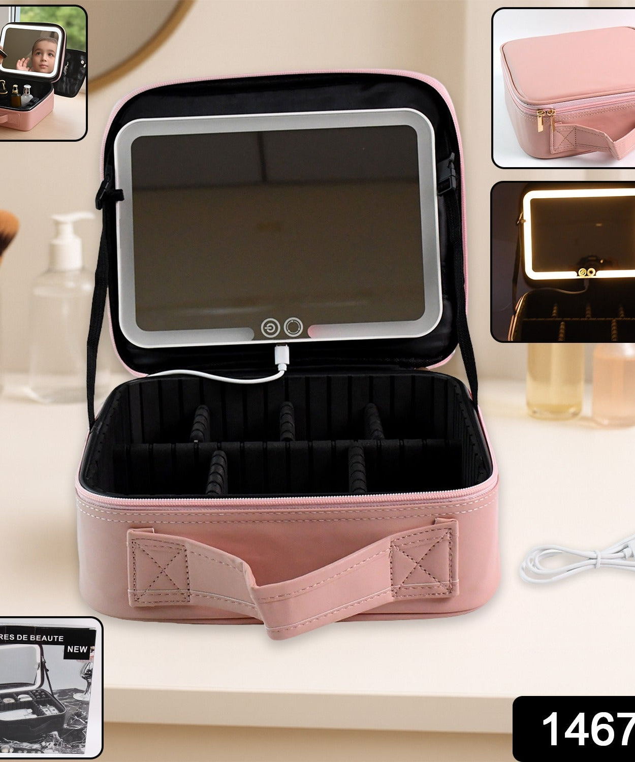 Travel Makeup Case with Lighted Mirror