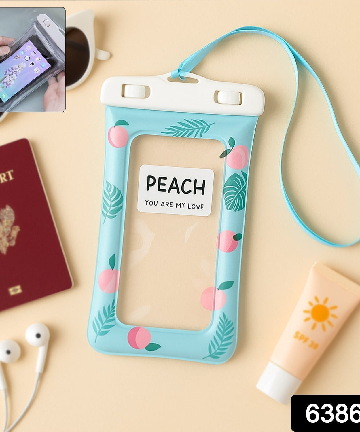 Peach Color Waterproof Phone Pouch 
