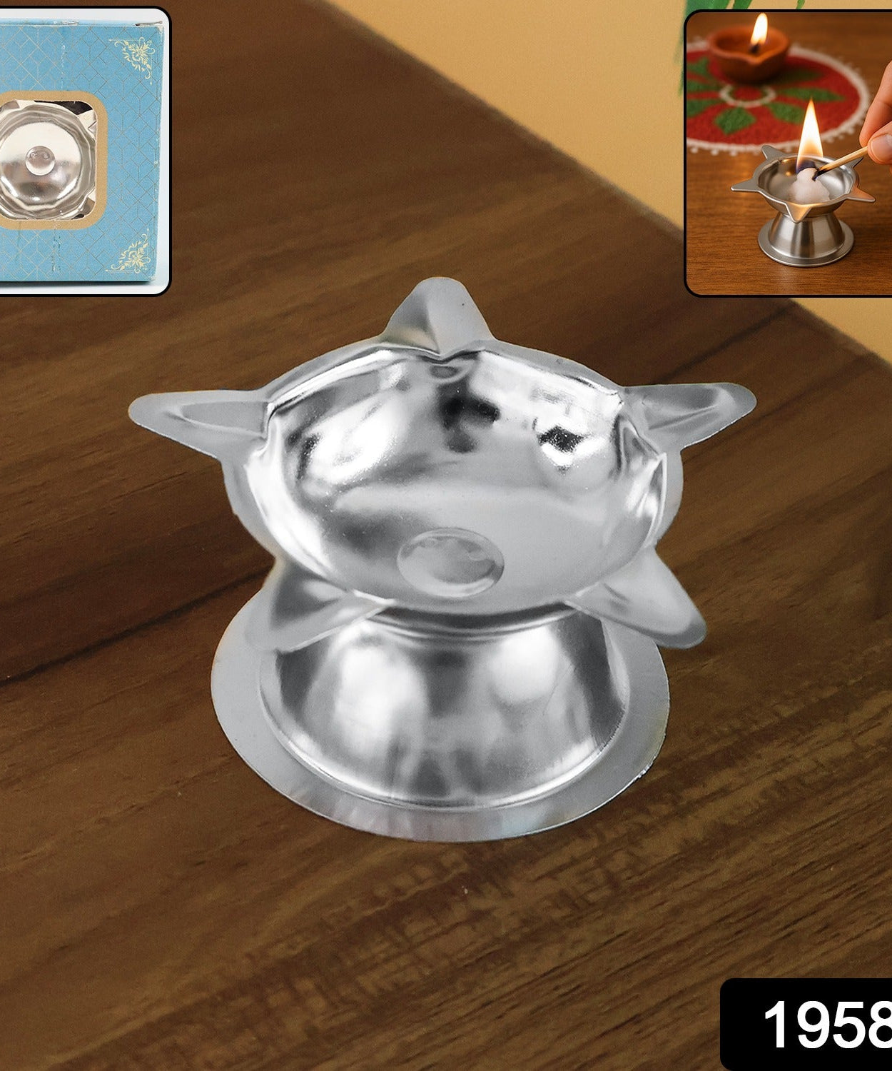 Traditional Stainless Steel Lotus Deepak