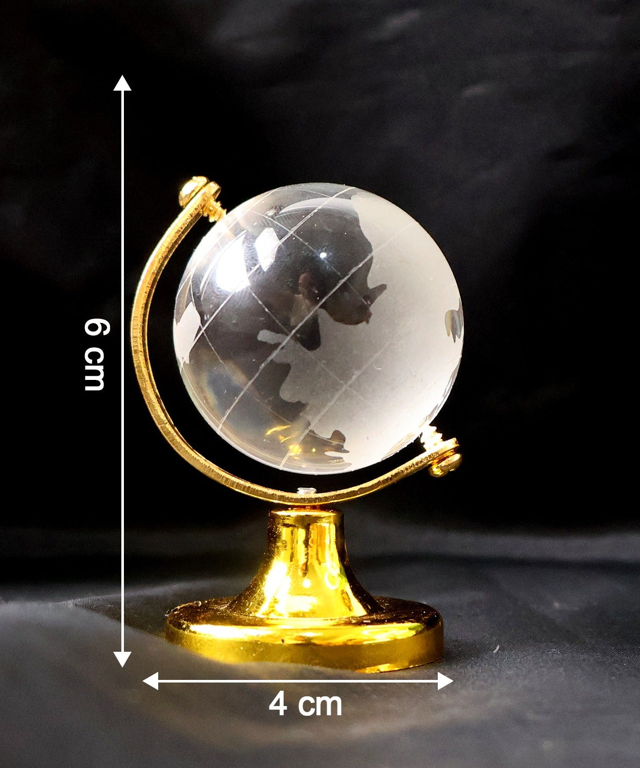 Small Crystal Globe Table Showpiece with Golden Stand (1 Pc)