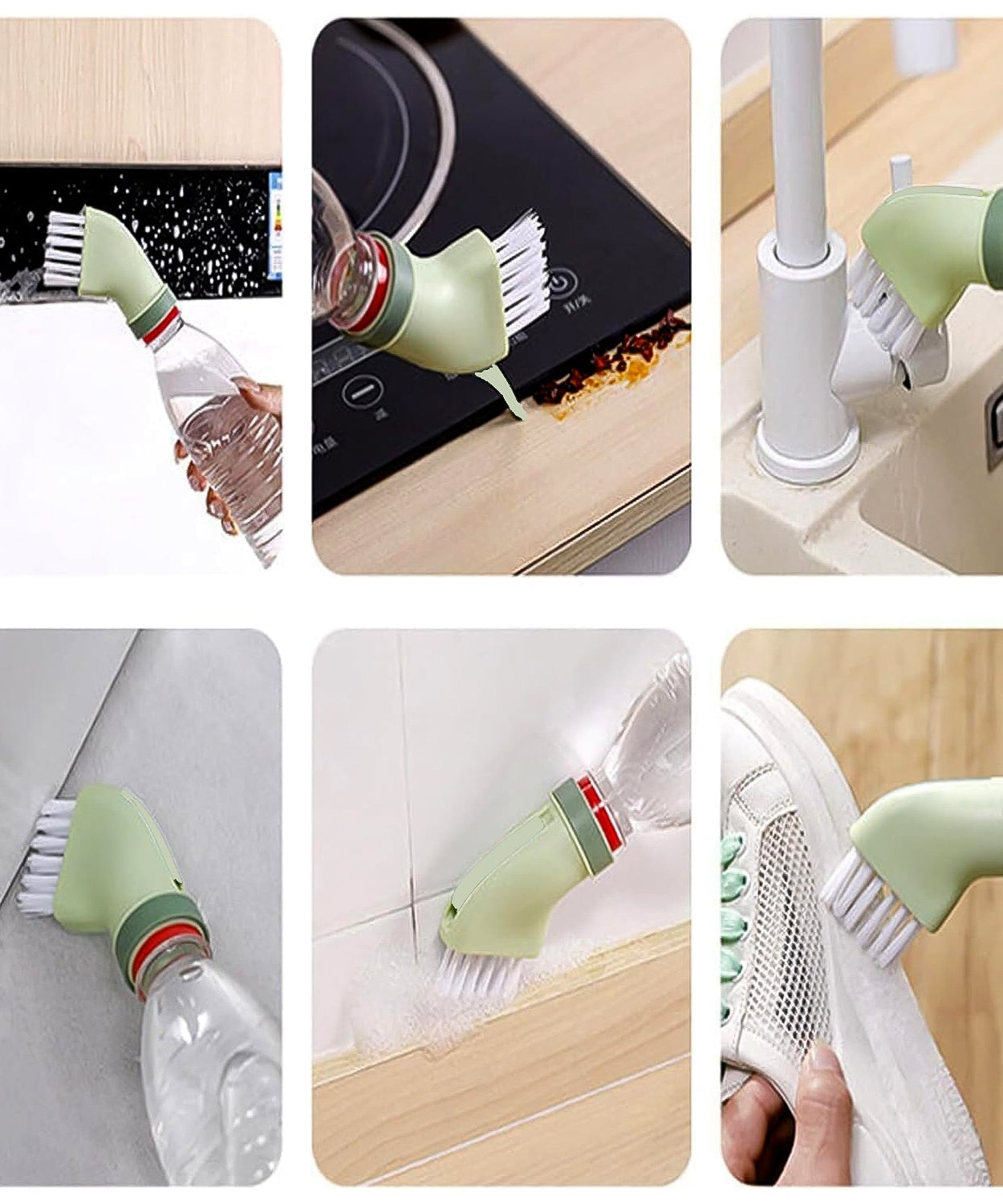 Multipurpose Bottle-Connectable Cleaning Brush with Built-In Scraper (1 Pc)
