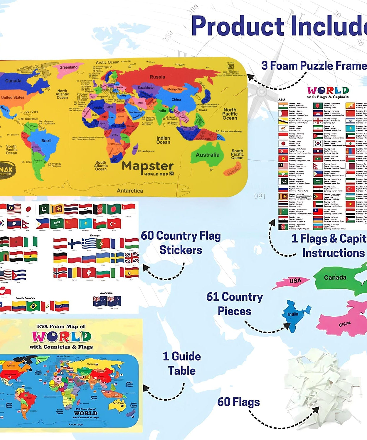 Aditi Mapster World Map EVA Foam Puzzle Set