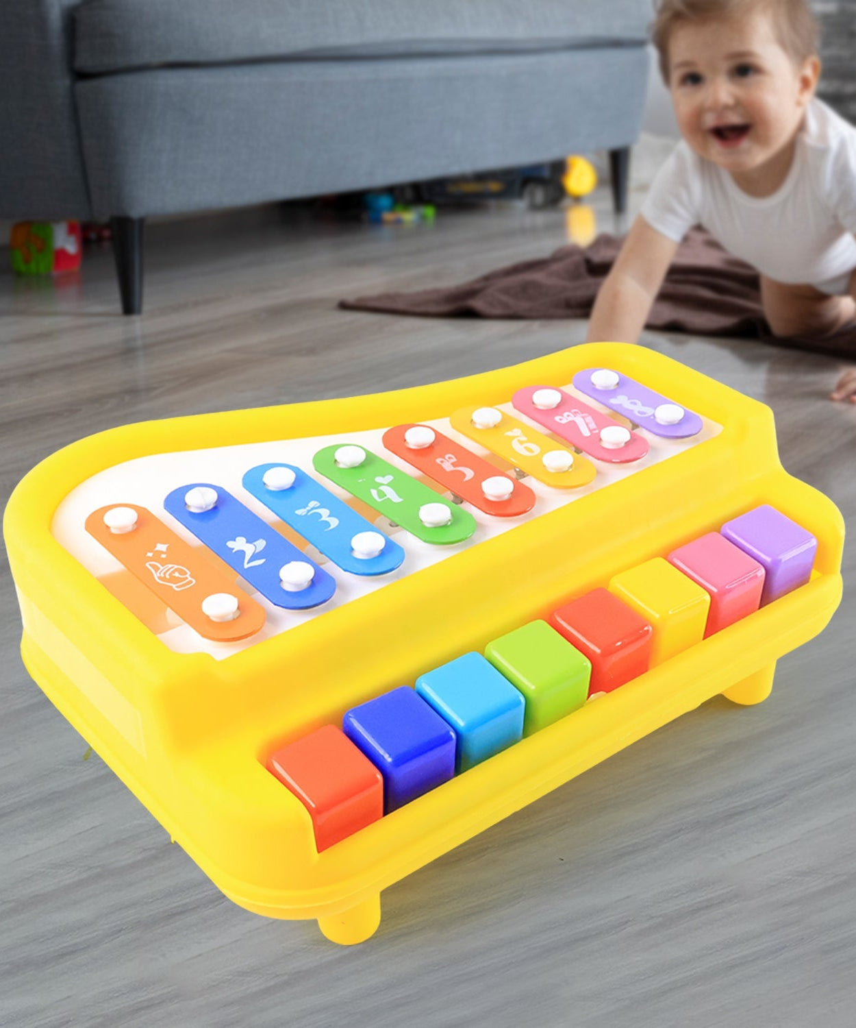 Multi-Function Baby Musical Toy Piano with Xylophone (1 Pc)