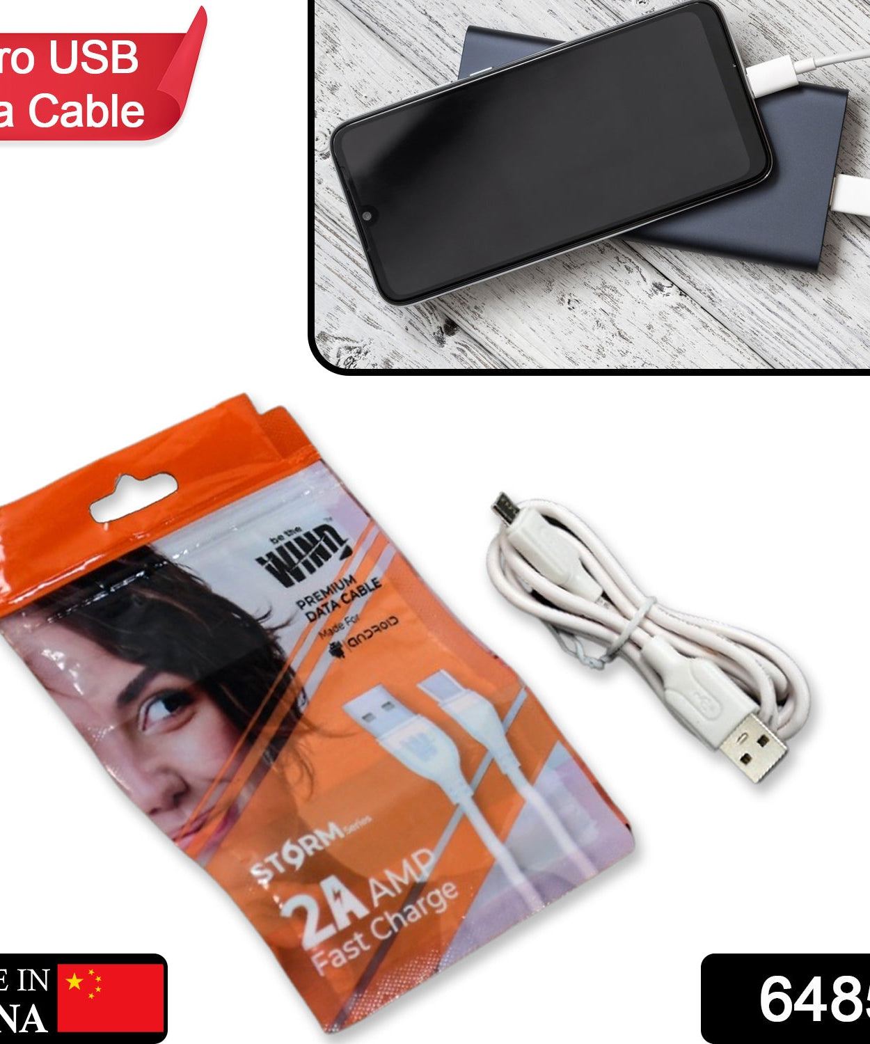 Long micro cable for Android smartphones and tablets