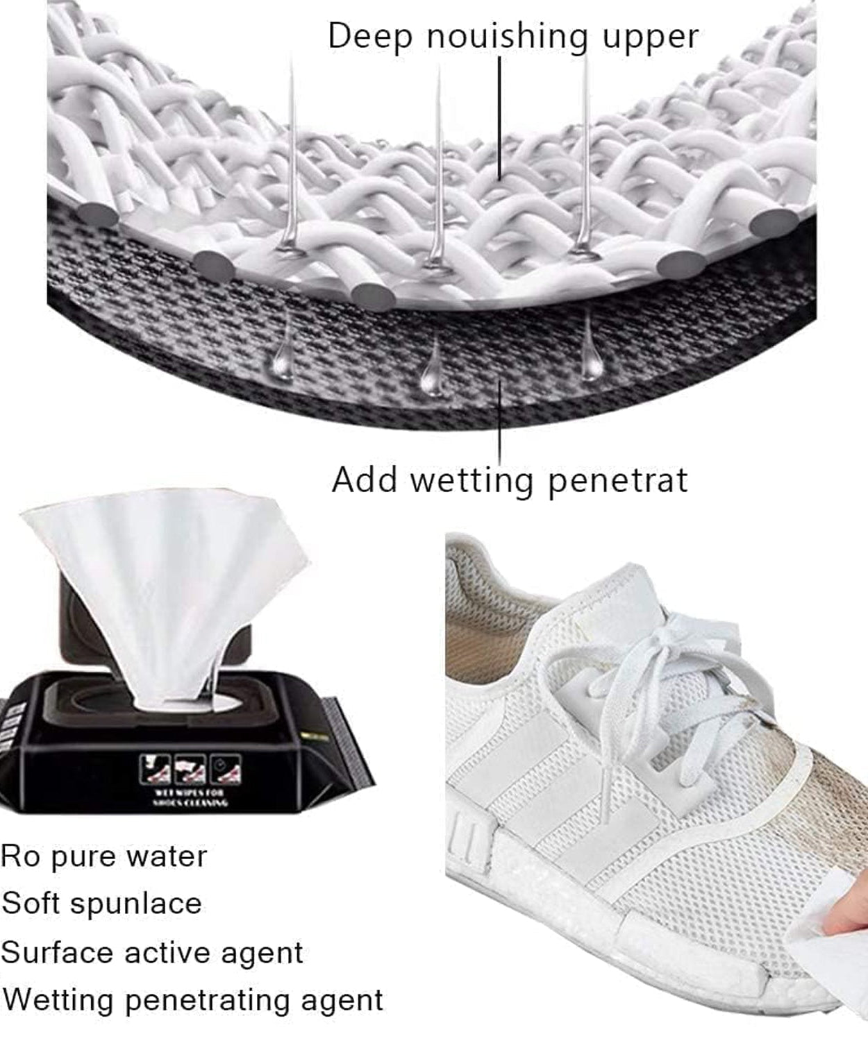 Shoe cleaning wipes in a travel-friendly pack