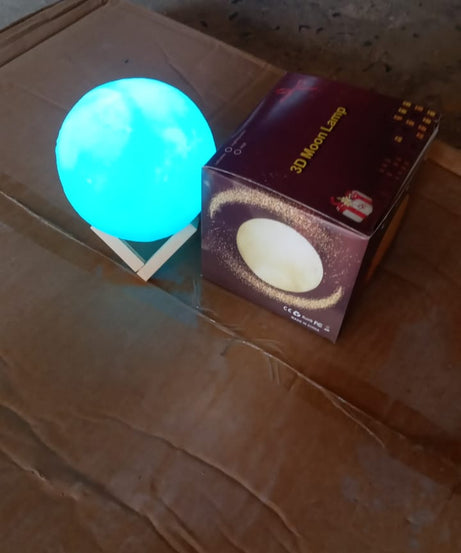 Moon Night Lamp Blue Color with Plastic Stand (15 x12 Cm / 1 Pc)