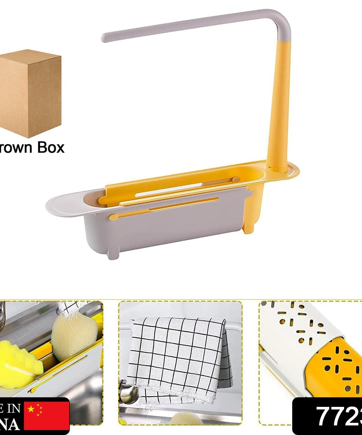 Telescopic Sink Storage Rack Material Kitchen Rag Rack Dishwashing Organizer Shelf Drain Basket Pp Under Sink Organizers ( Mic Color 1 Pc)