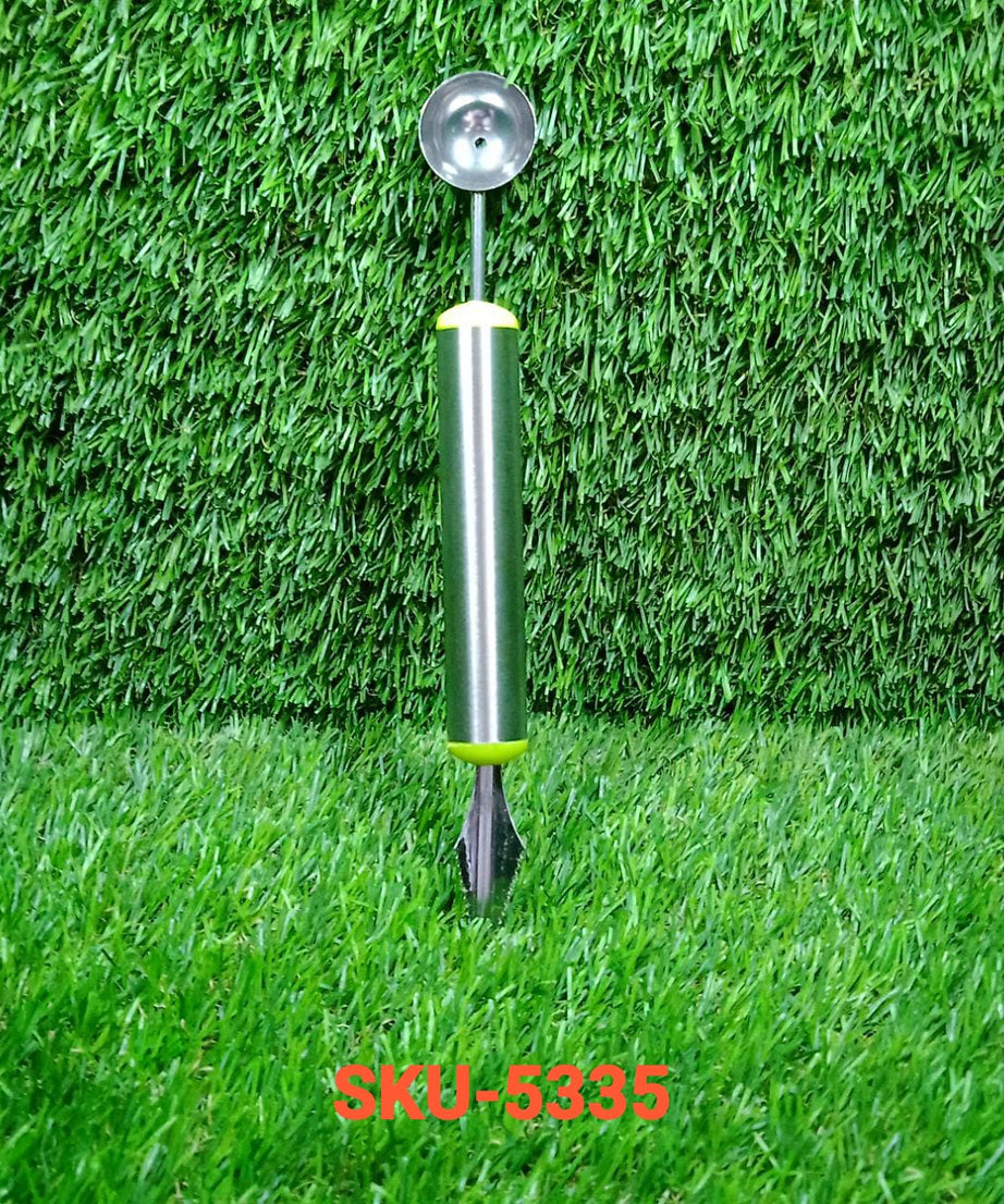 Melon baller and fruit carving knife set, in packaging