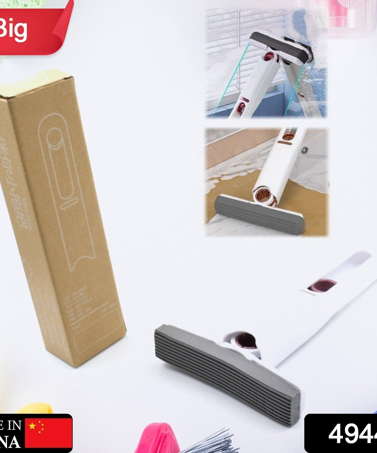 Portable Self-Squeeze Short Mop, Mini Hand Wash-Free Strong Absorbent Mop with 1 Cotton Head, Cleaning Sponge For Bathroom Kitchens Table