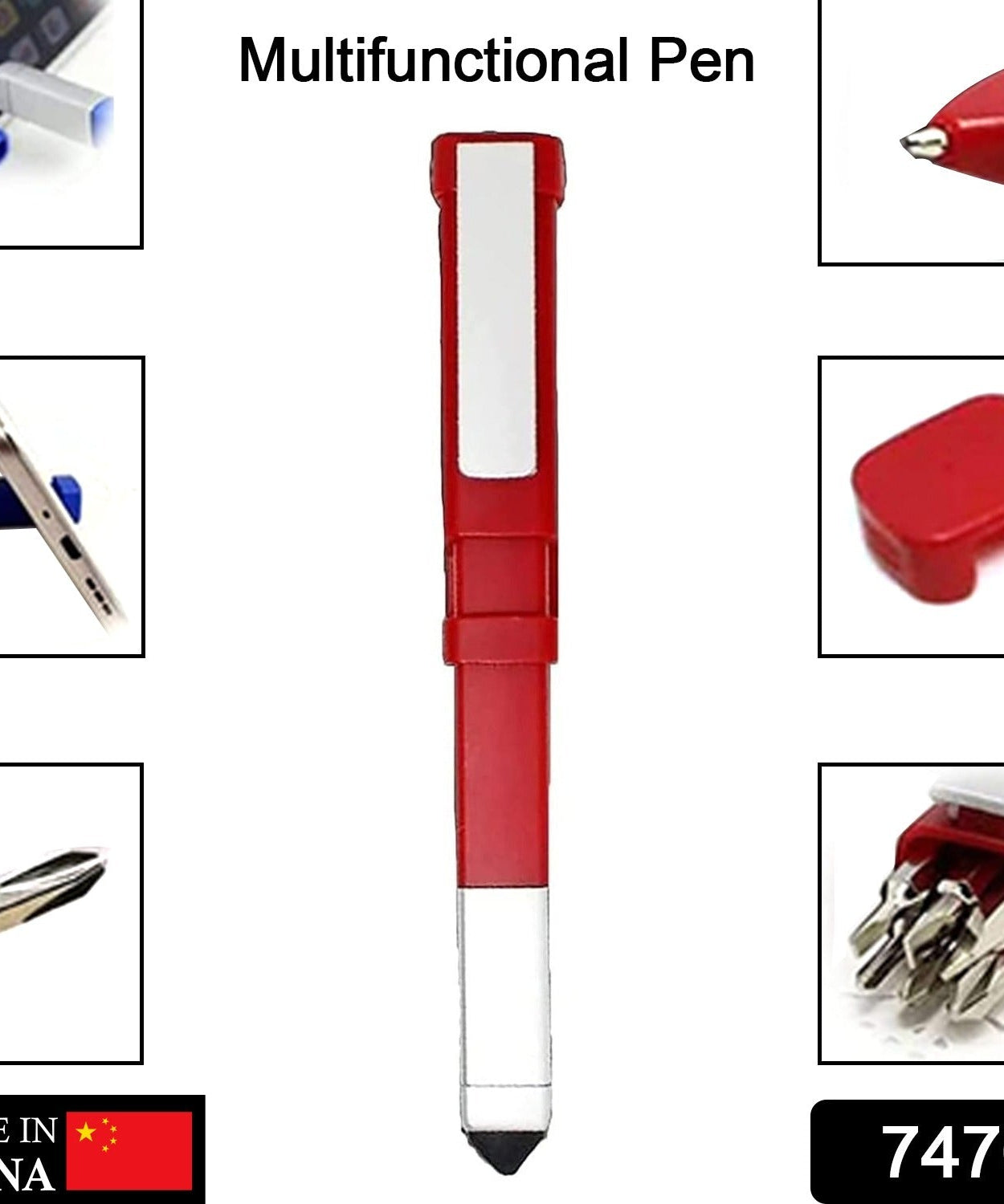 Portable tech tool pen with stylus and phone stand.