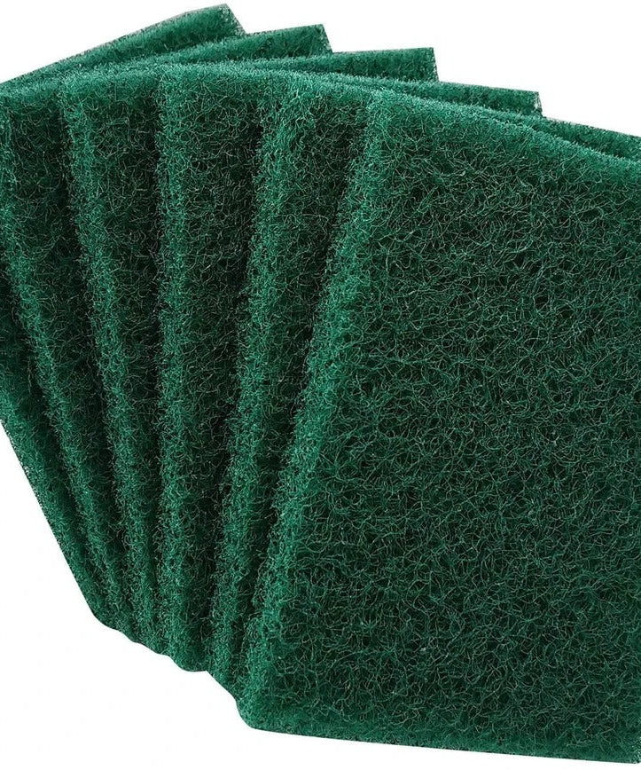 Pack of 6 aqua green scrub sponges for kitchen cleaning.
