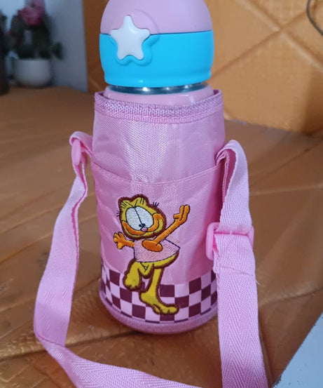 Thermos steel Double Wall Vacuum Bottle With Cover & Strap 600ml Approx