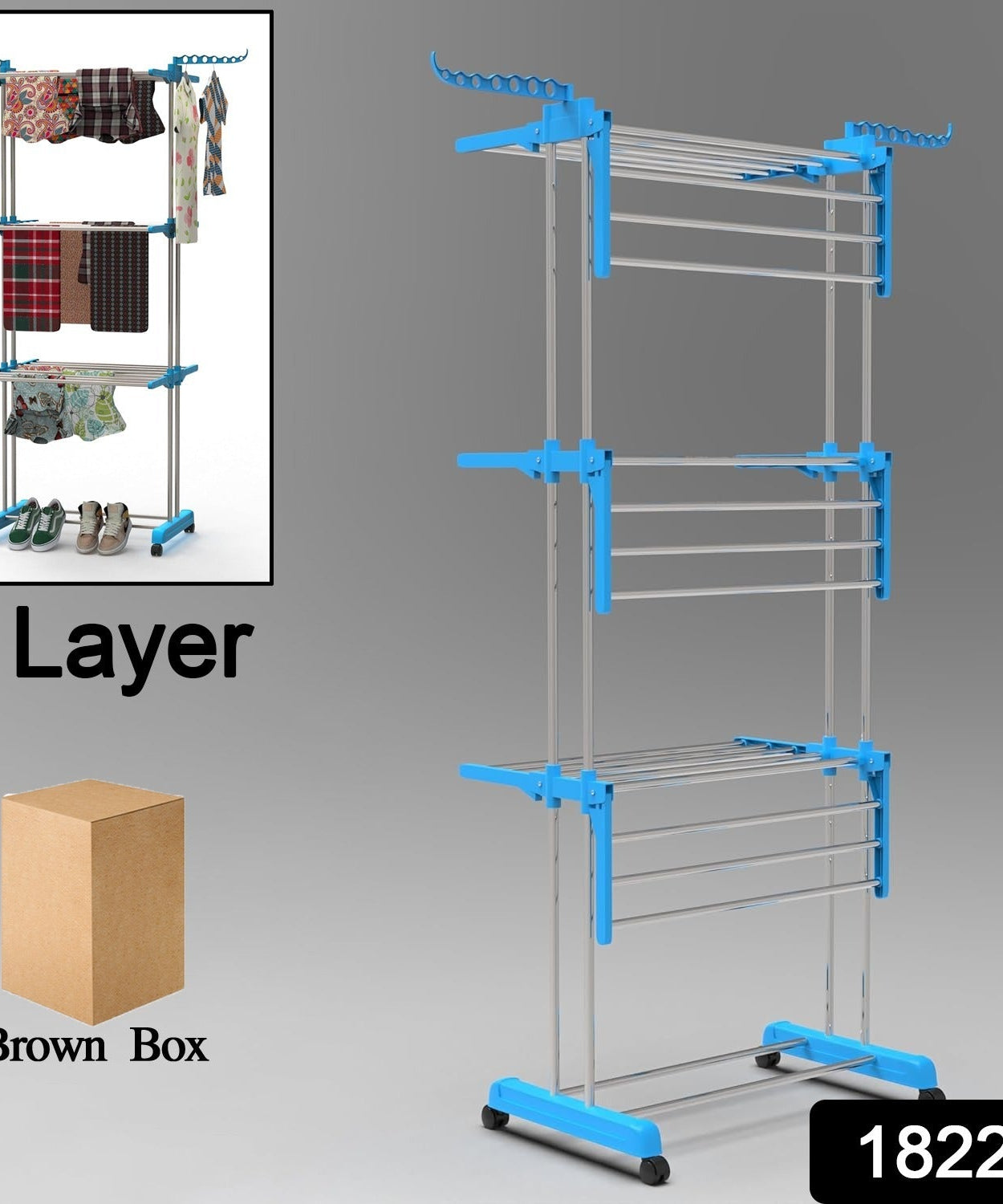 Premium Heavy Duty Stainless Steel 3 Layer Foldable Cloth Drying Stand