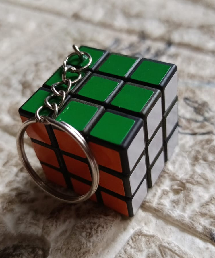 Mini cube puzzle, close-up with vivid colors, fun for kids