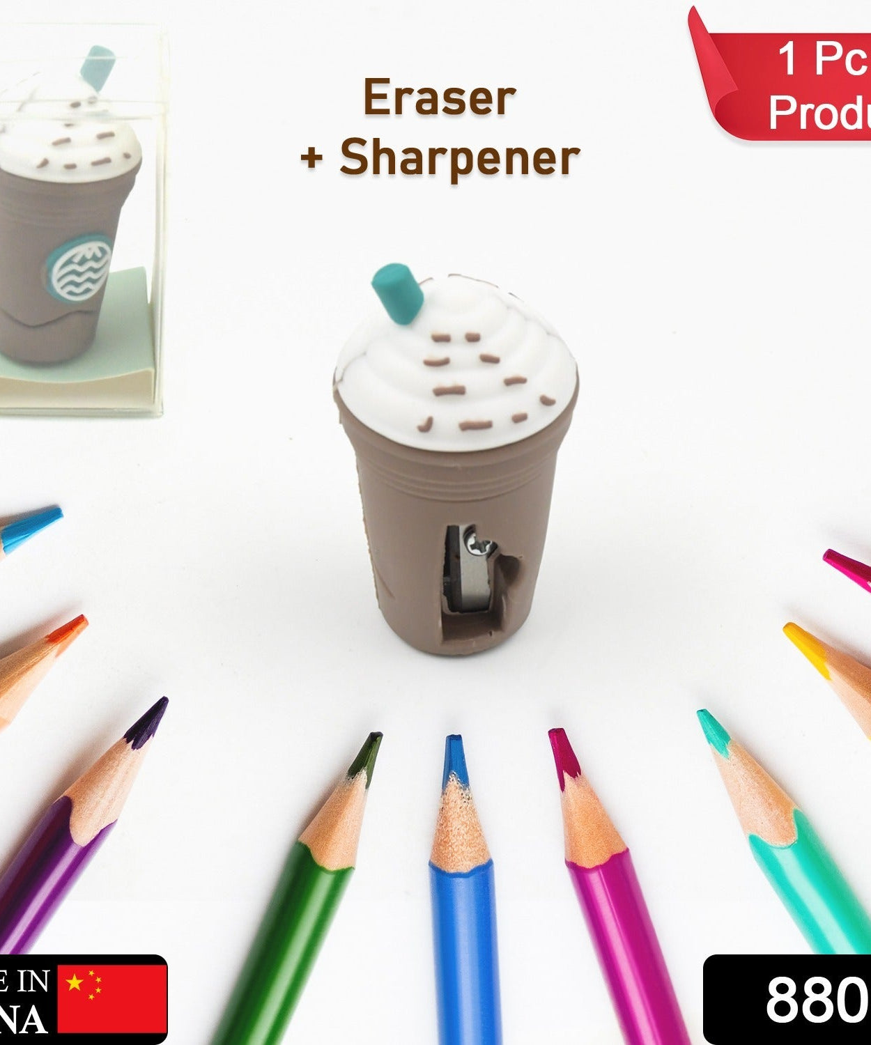 2In1 3D Cute Coffee Or Ice cream Shape sharpner Like Rotary Manual Pencil Sharpener for Kids  Ice Cream Style Office School Supplies, Back to School Gift for Students,Kids Educational Stationary kit, B'Day Return Gift (1 Pc)