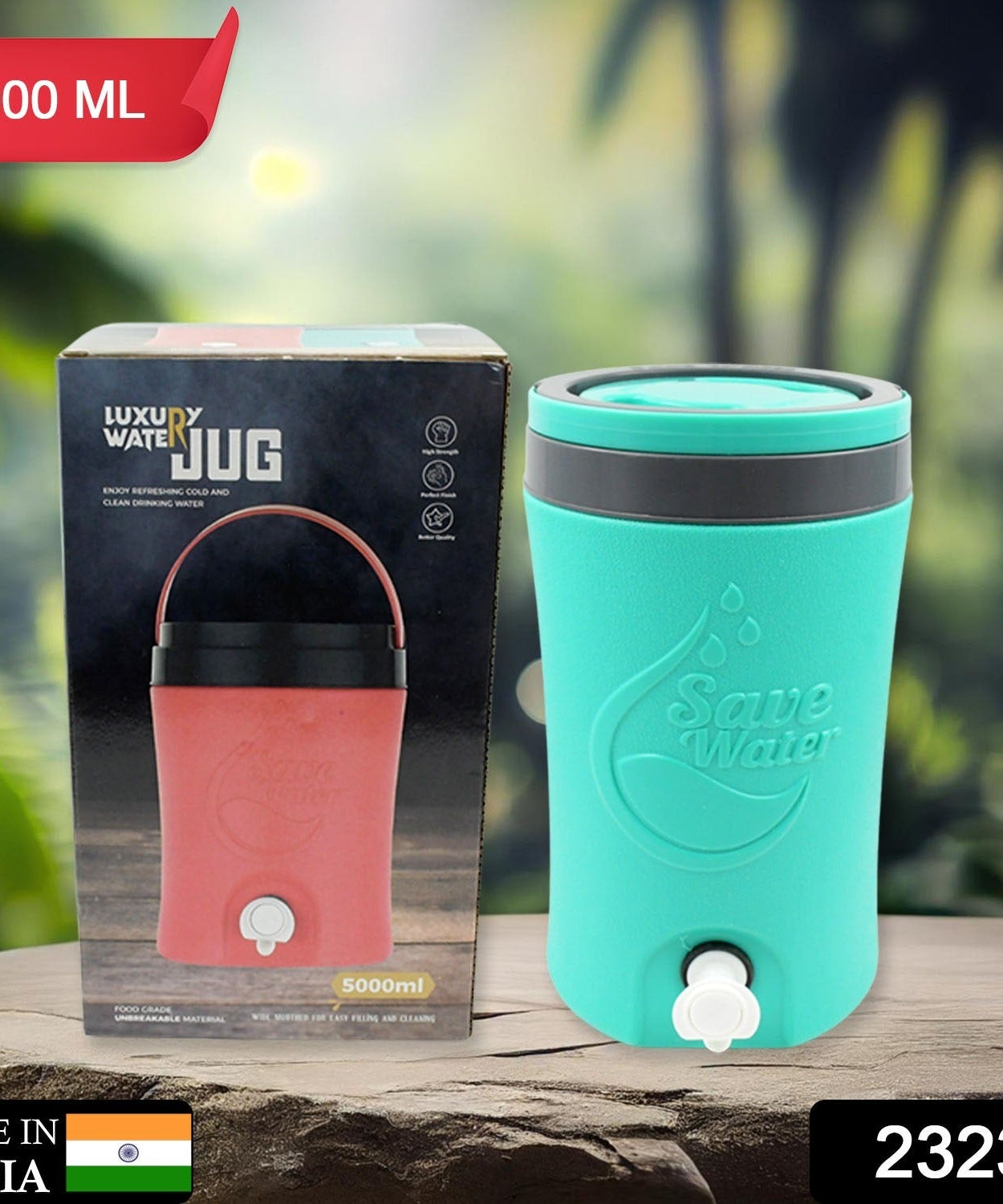 Insulated plastic water jug with sturdy handle and vibrant colors