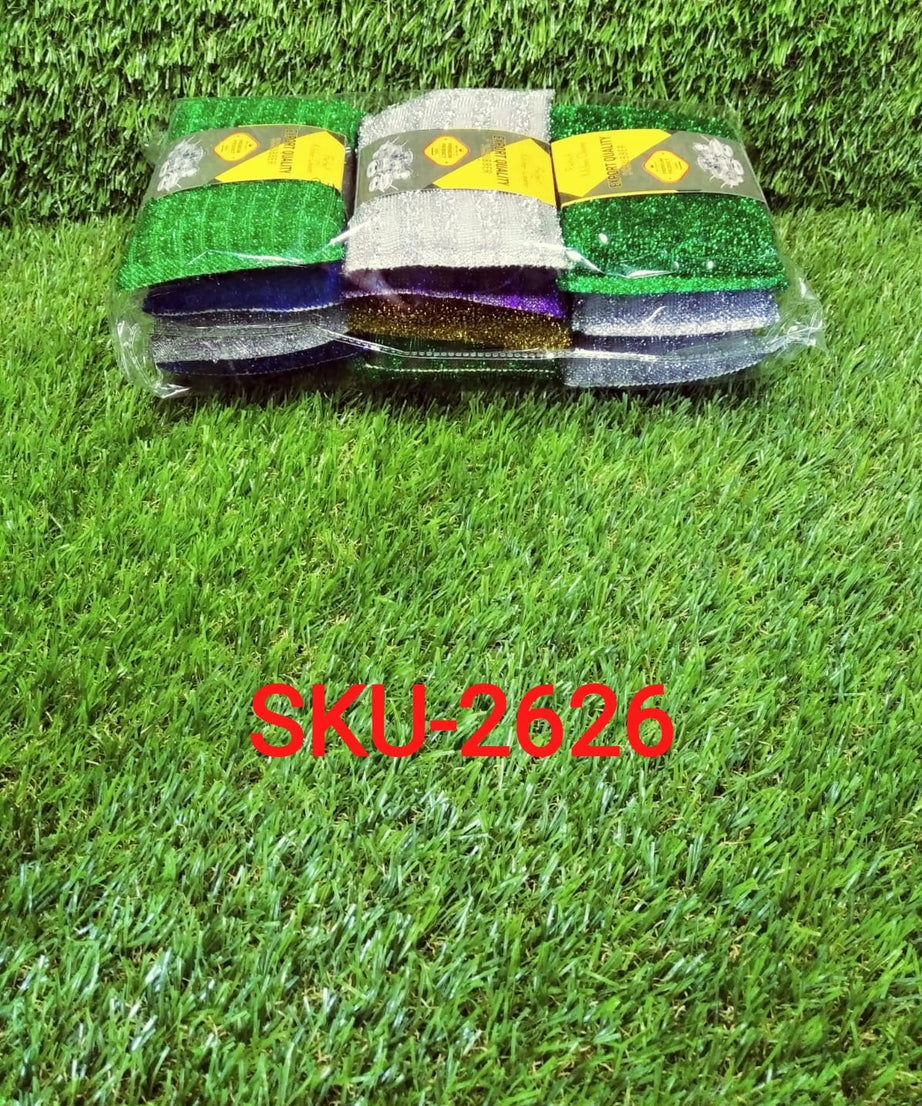 Scratch-proof scrubber pads for kitchen utensils, pack of 12, efficient for cleaning.