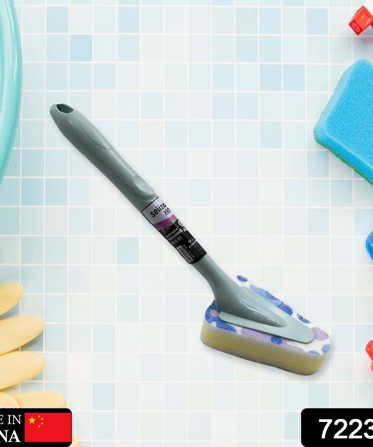 Multifunctional bathroom brush with long handle