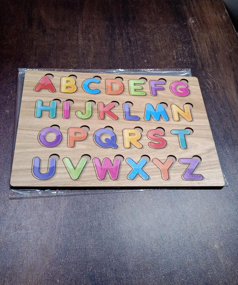 Wooden Puzzle Board ABC Letters Shapes Educational Learning Toys (1 Set)