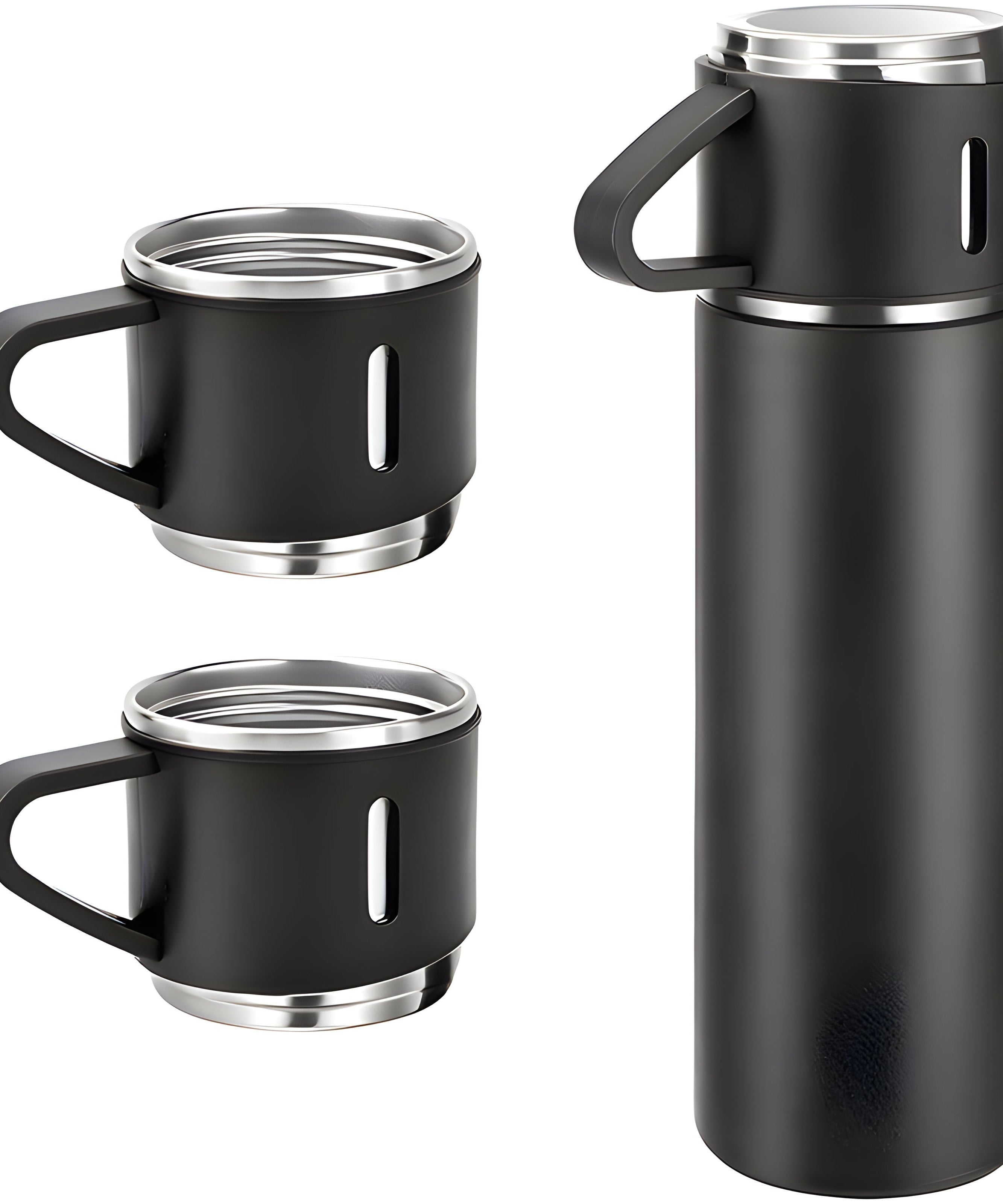 Customized Stainless Steel Vacuum Flask Set with 3 Cups – 500ML | Personalized Name Bottle Gift Combo for Boyfriend, Girlfriend, Employee