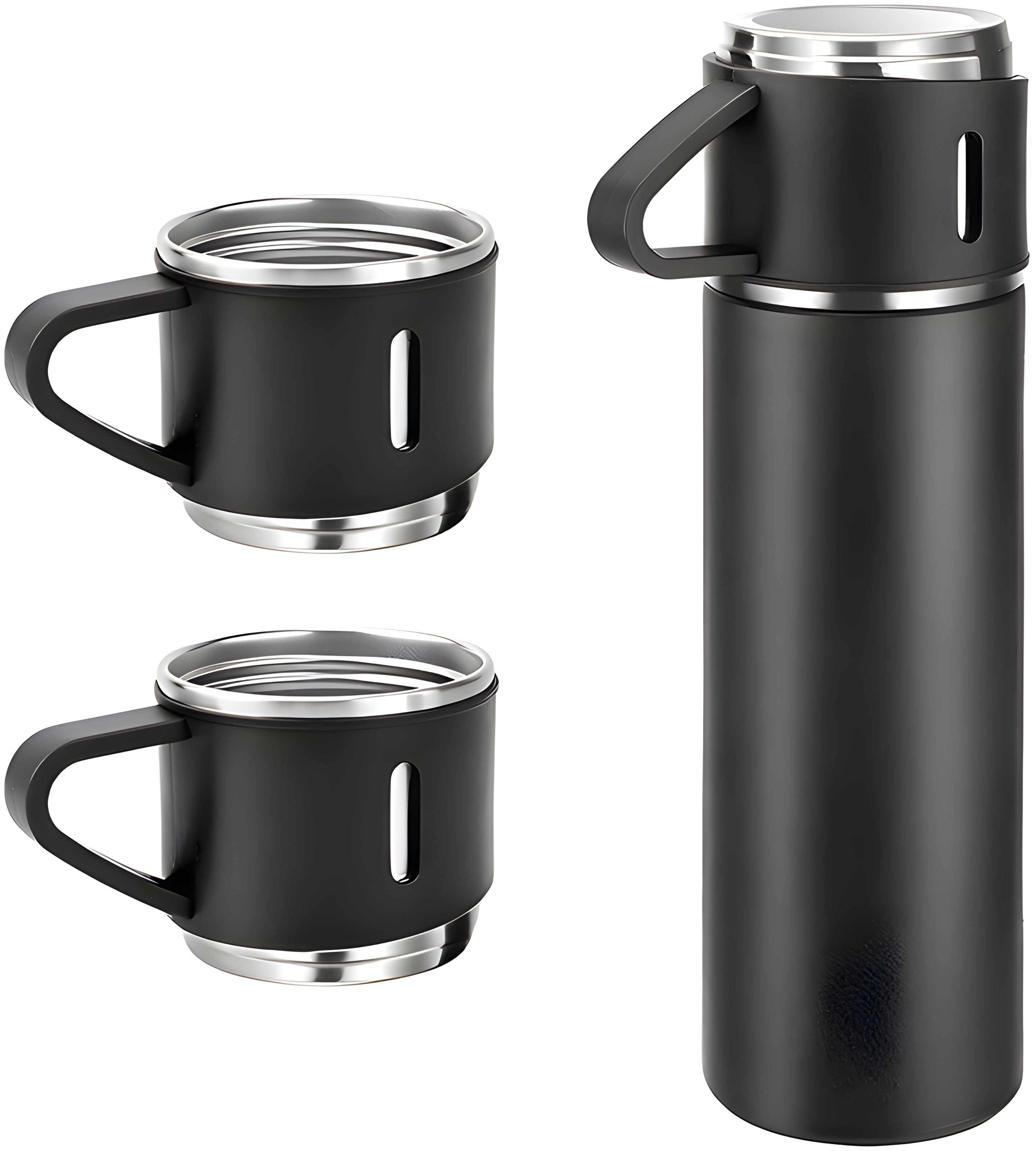 Customized Stainless Steel Vacuum Flask Set with 3 Cups – 500ML | Personalized Name Bottle Gift Combo for Boyfriend, Girlfriend, Employee