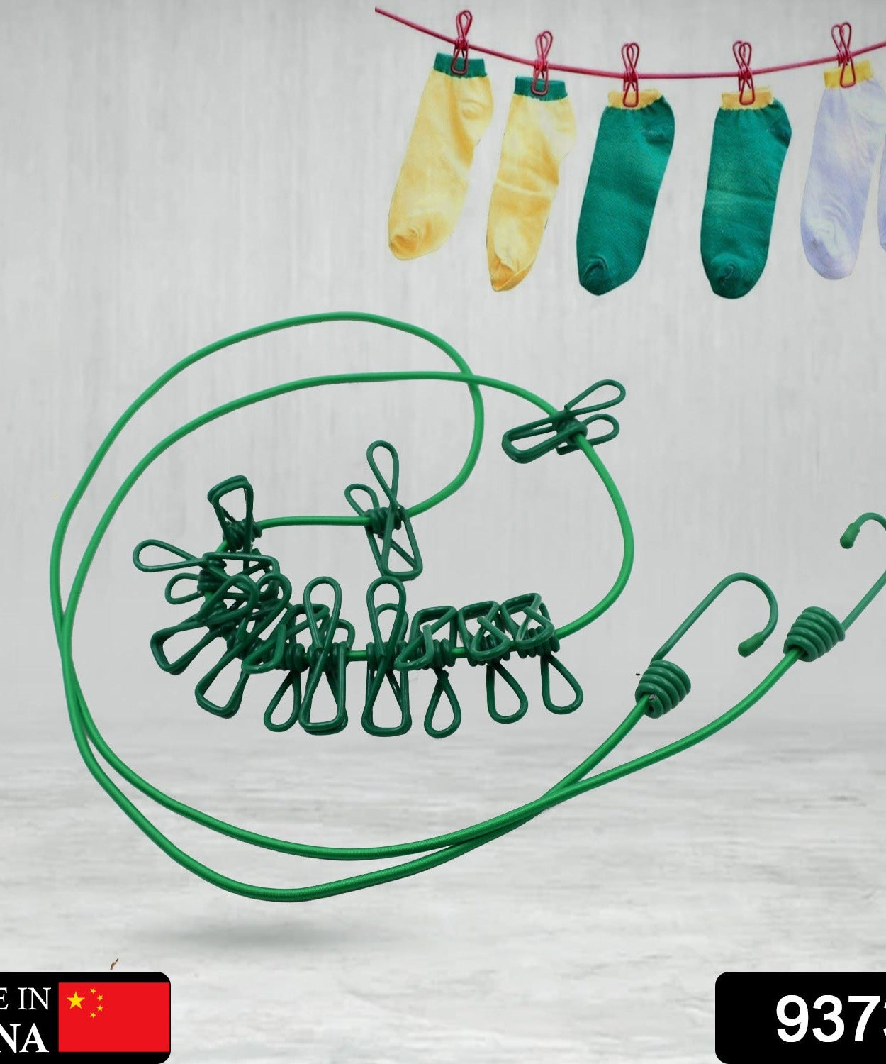 Portable clothes line with metal clips