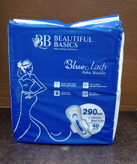 Blue Lady Extra Long Pads With Wides Wings Sanitary Pads – 290 mm, 40-Pack