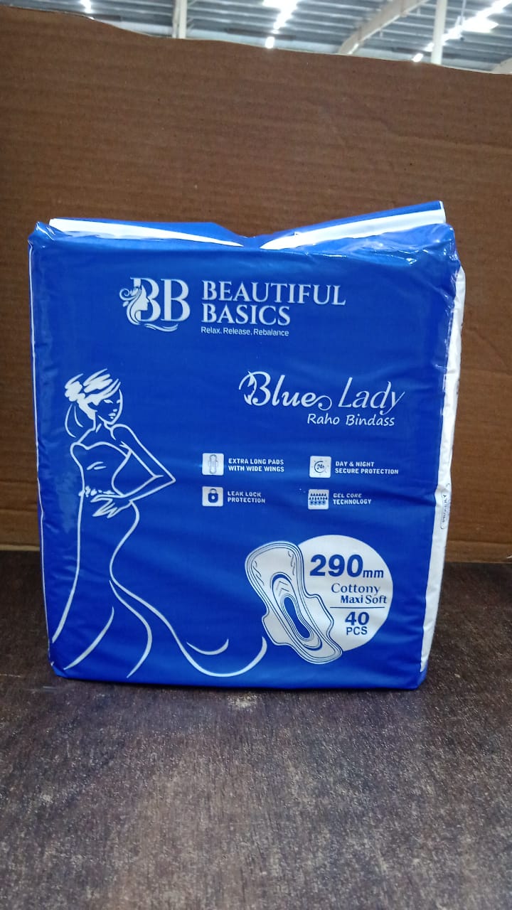 Blue Lady Extra Long Pads With Wides Wings Sanitary Pads – 290 mm, 40-Pack