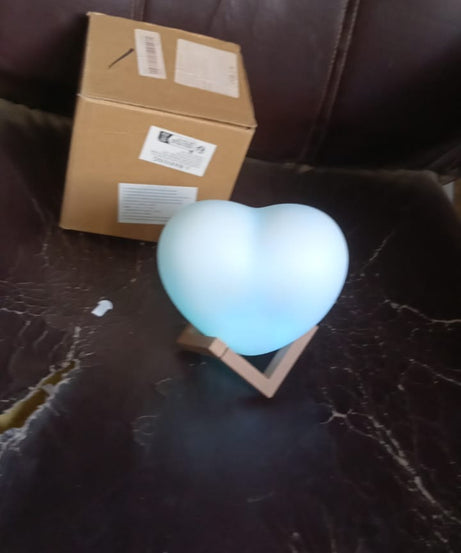 3D Heart Shape Moon Night Lamp with Plastic Stand (13 x12 Cm / 1 Pc)