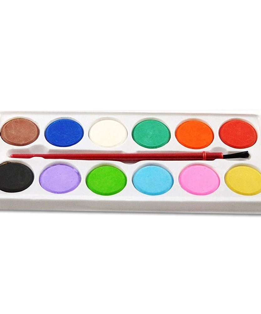 Watercolor kit with 12 shades and brush.