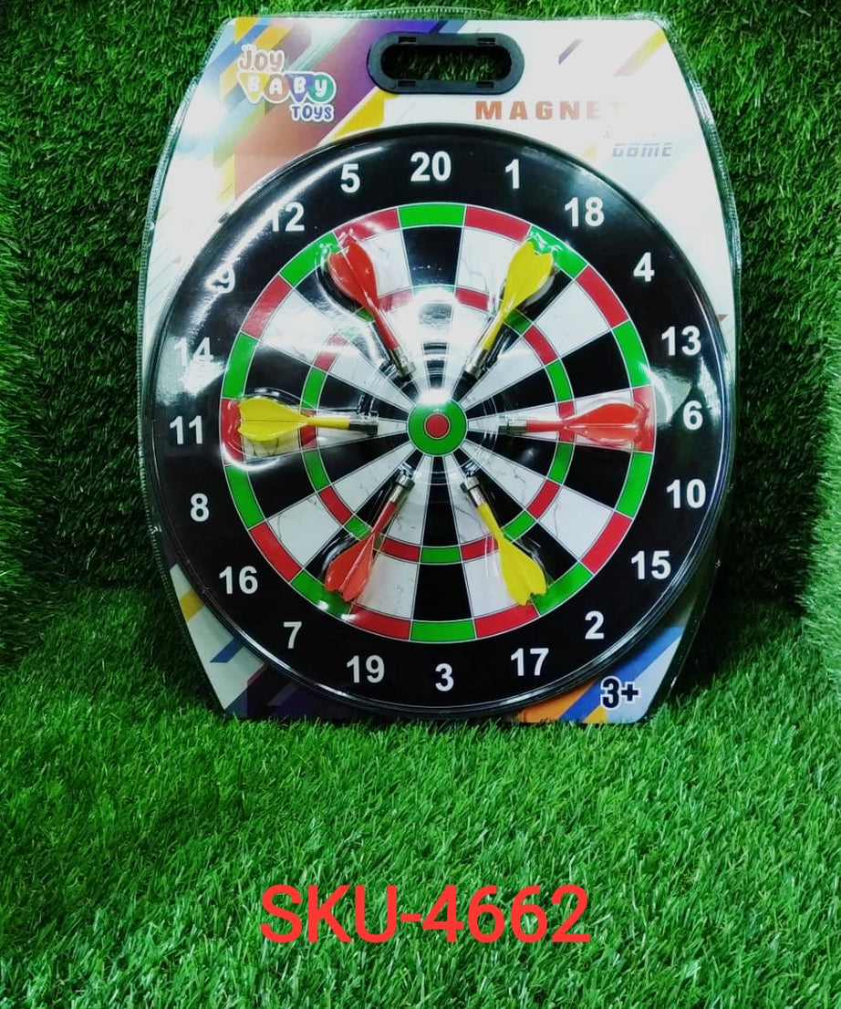 Travel-friendly magnetic dartboard with scoring and dart storage