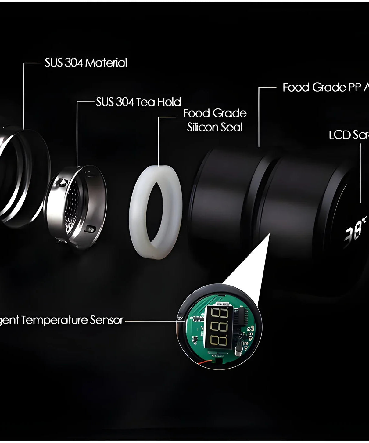 0726 Smart Vacuum Insulated Water Bottle with LED Temperature Display (1 Pc / Multicolor)