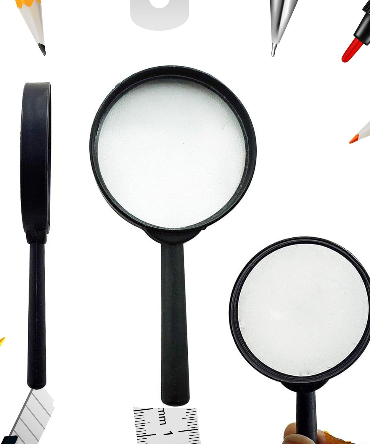 Magnifying glass Lens - reading aid made of glass - real glass magnifying glass that can be used on both sides - glass breakage-proof magnifying glass, Protect Eyes, 90mm & 60mm (2pc Set)