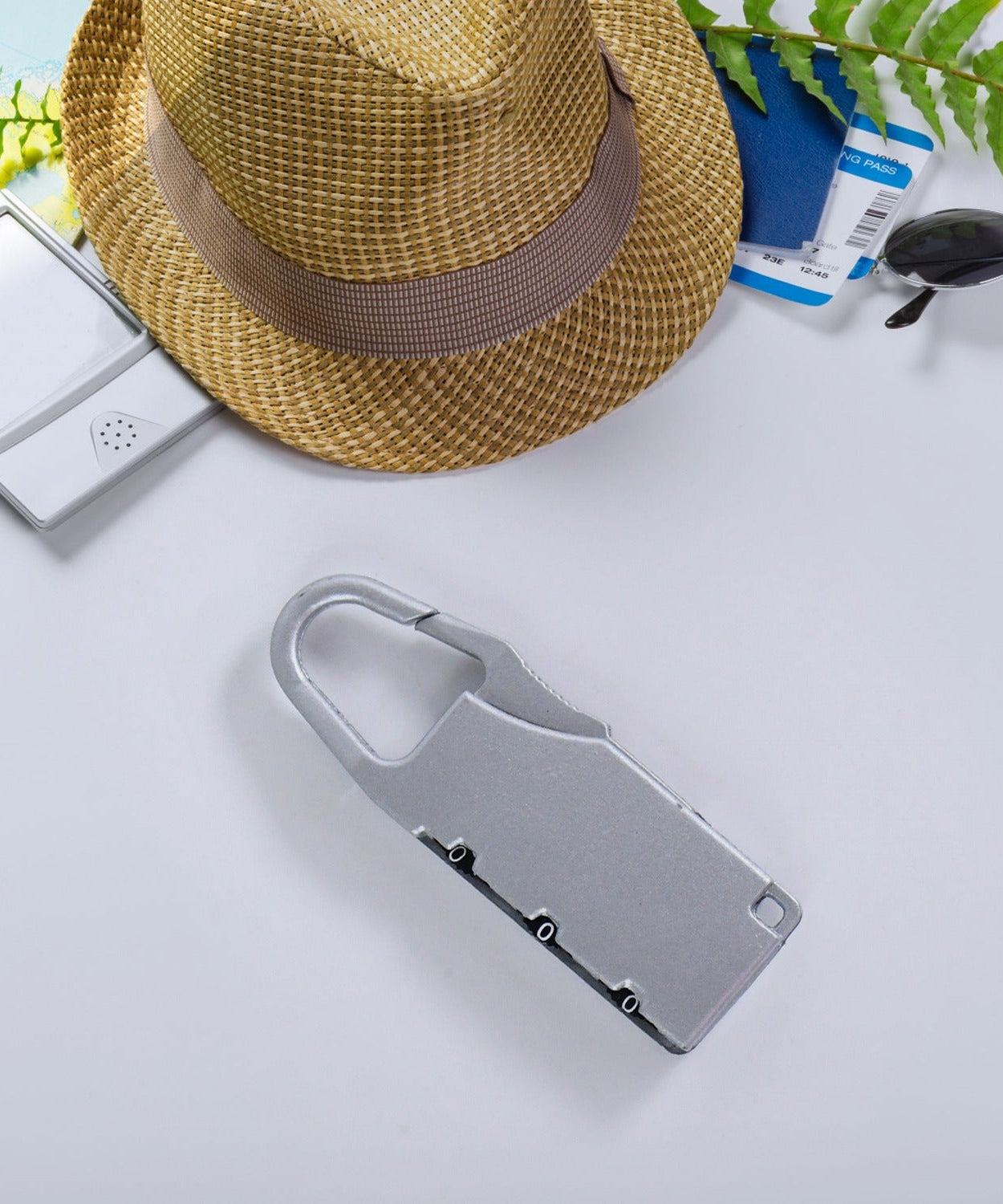 Silver Tone Motorcycle Bike Helmet Lock Portable 3 Digit Security Resettable Lock Anti-Theft Luggage Lock