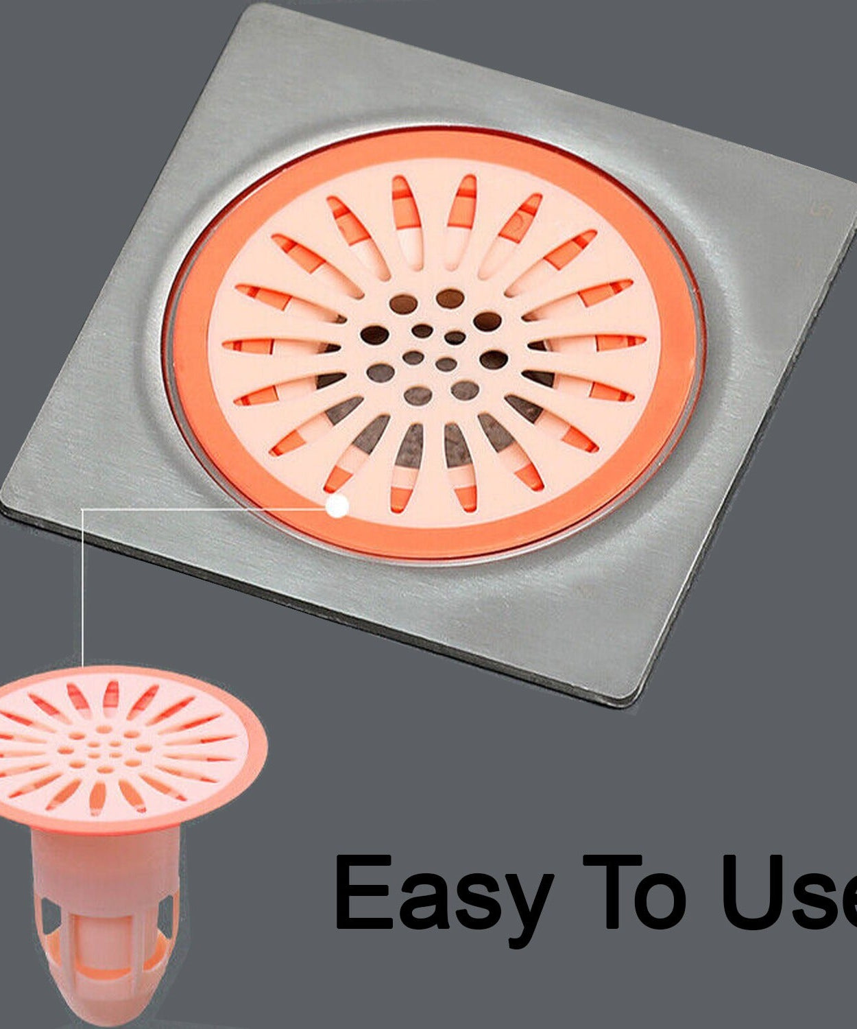 Floor drain core stopper in silicone, traps hair and prevents odors, suitable for bathroom and kitchen.