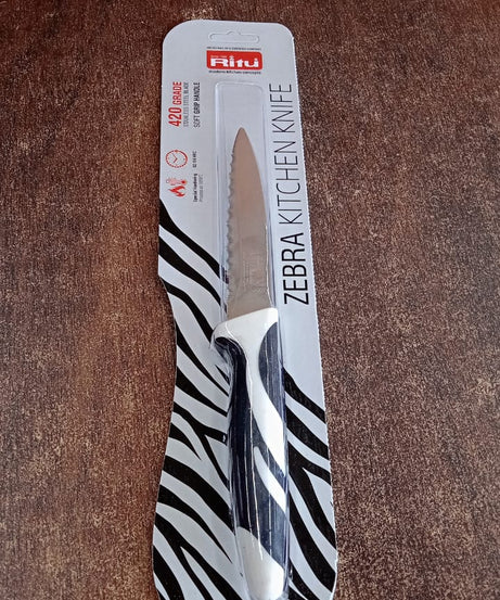 Ritu Stainless Steel Serrated Blade Zebra Kitchen Knife (1 Pc)