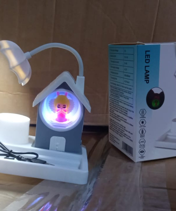 Cute Lovely Cartoon & Home Design With Plastic Base LED Desk Light, Multi Color Changes (1 Pc)