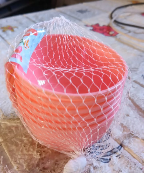 Small durable plastic bowls, perfect for daily use.
