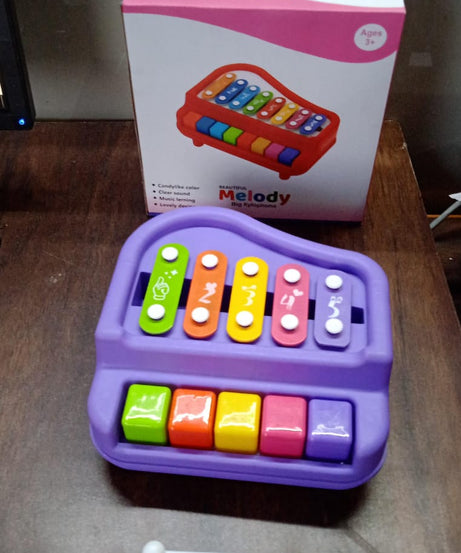 2 in 1 Baby Piano Xylophone Toy for Toddlers, 5 Multicolored Key Keyboard Xylophone Piano, Preschool Educational Musical Learning Instruments Toy for Baby Kids Girls Boys 3+ Years (1 Pc)