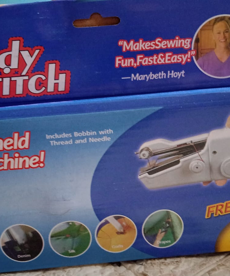 Mini sewing machine showing detailed view