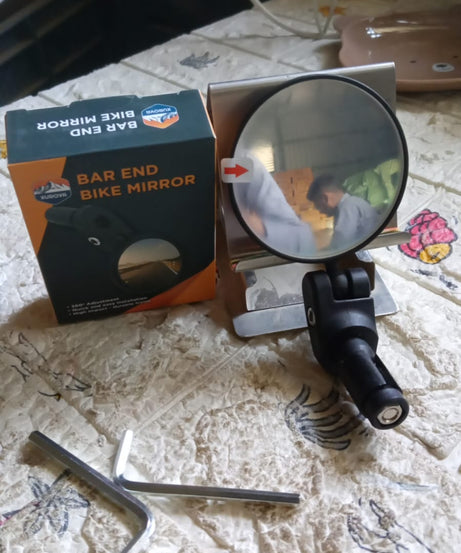 Bar End Bike Mirror: 360° Rotatable & Foldable (1 Pc)