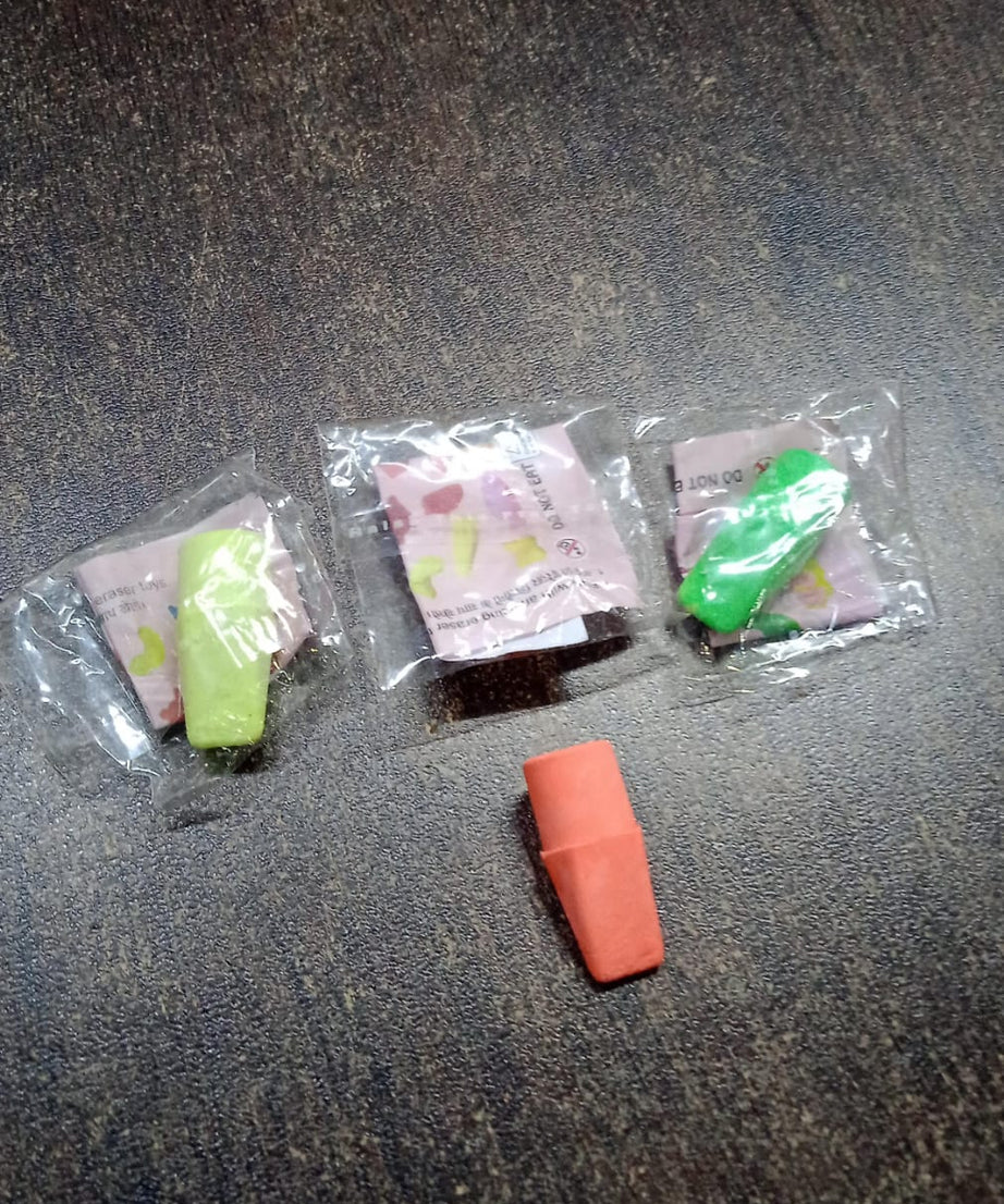 Pencil Top Eraser Rubber Erasers (1 Pc / Mix Colour & Design)