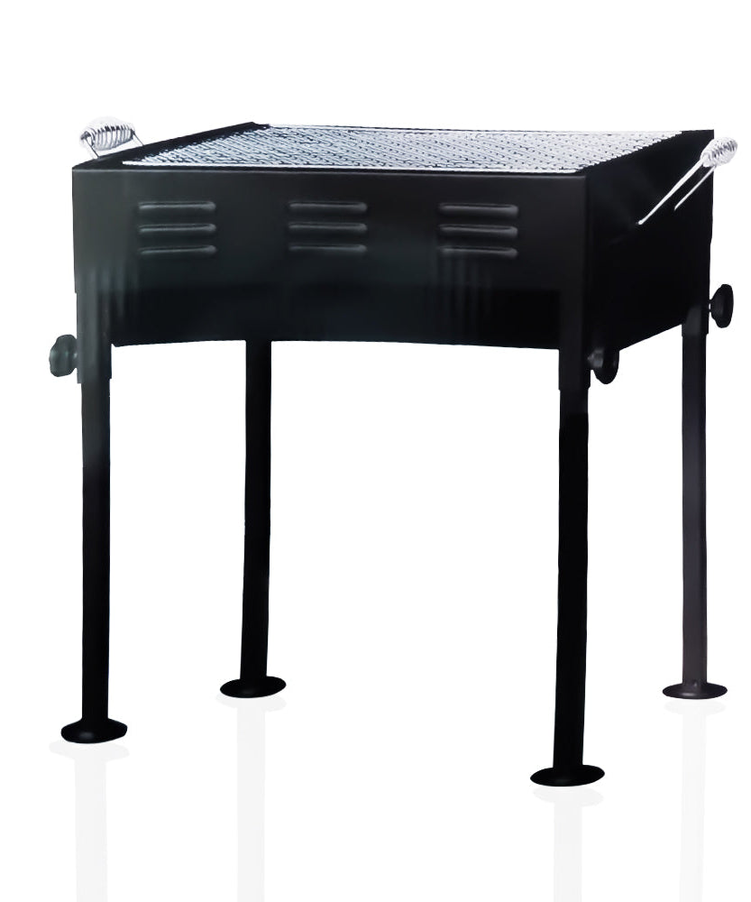 Barbecue with skewers and wooden handle