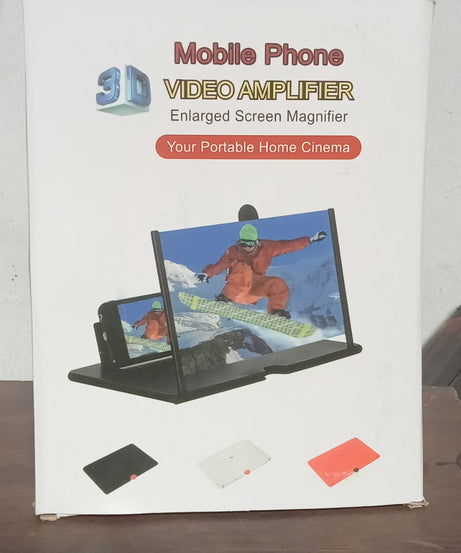 Adjustable mobile screen amplifier that reduces eye strain while watching videos.
