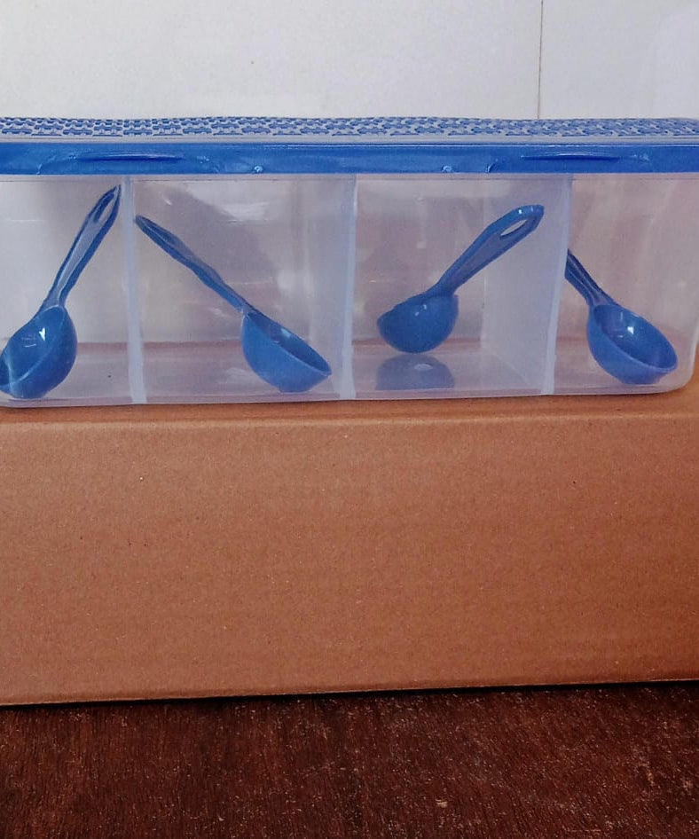 Kitchen Multipurpose Air-tight 4 Sections Storage Containers / Masala Box (1 Set)