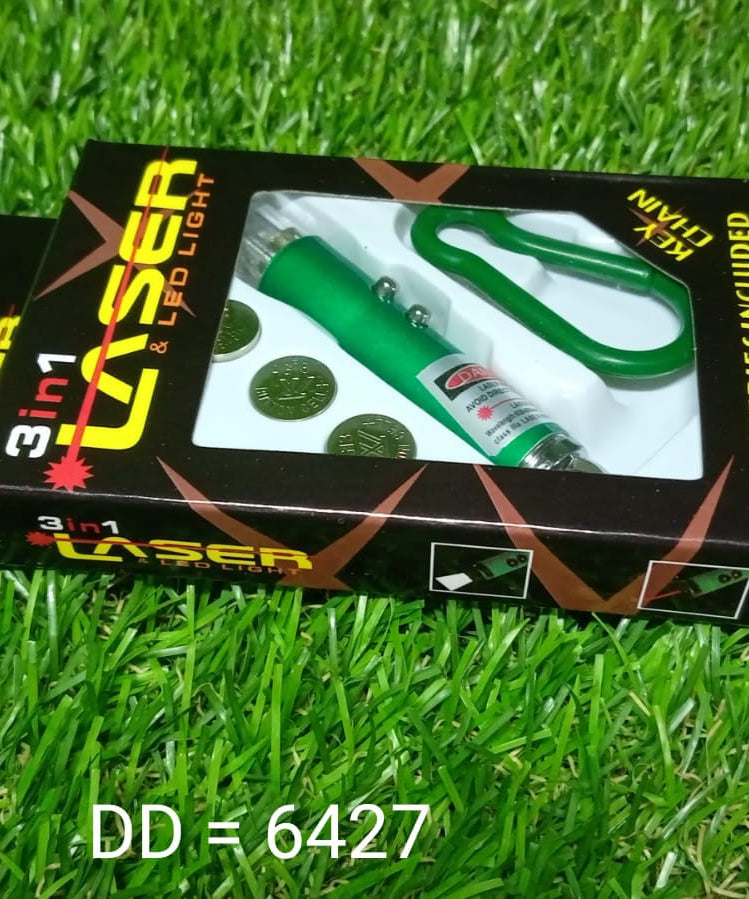 3 in 1 laser pointer with LED flashlight and keychain