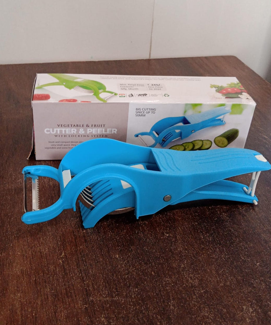 2 in 1 Vegetable &  Fruit Multi Cutter 5 Blade Vegetable Cutter with Peeler (1 Pc / Multicolor)