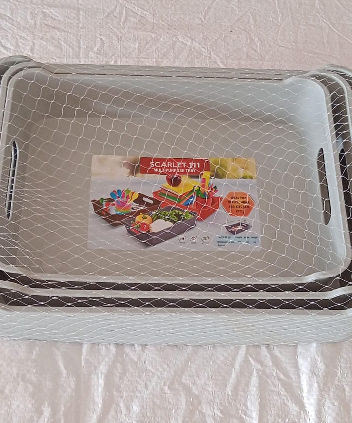 Multipurpose Organising & Storage Plastic Tray,  Fruit & Vegetable/ Multi Purpose Tray, Organizer for Kitchen, Countertop, Cabinet, Bathroom Plastic Storage Basket For Store Fruits, Vegetables, Magazines, Cosmetics, Stationary Set of 3